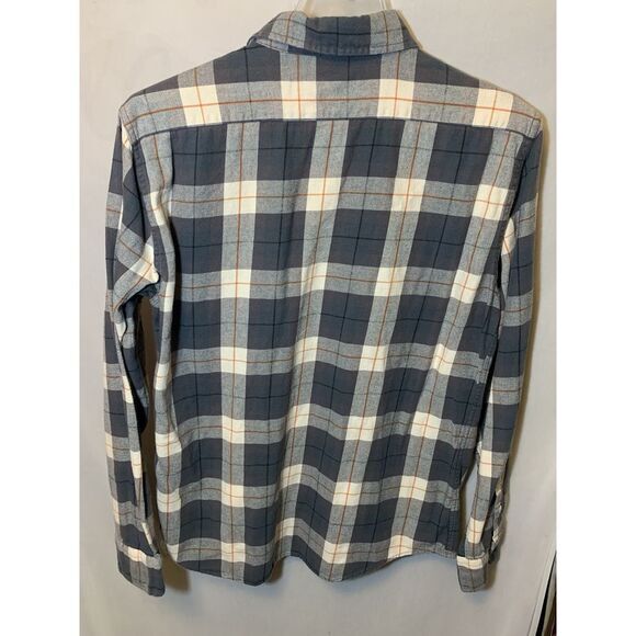 Mens M The Normal Brand Grey White Orange Plaid Button Down Shirt Long Sleeve - Picture 4 of 6